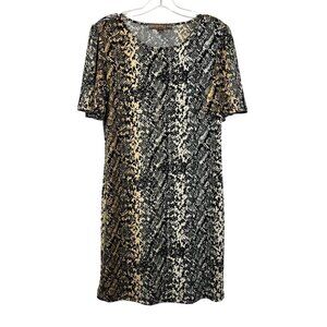 Alexandra + Oak Women’s Short Sleeve Shift Dress Black/Multi Snake Print Small